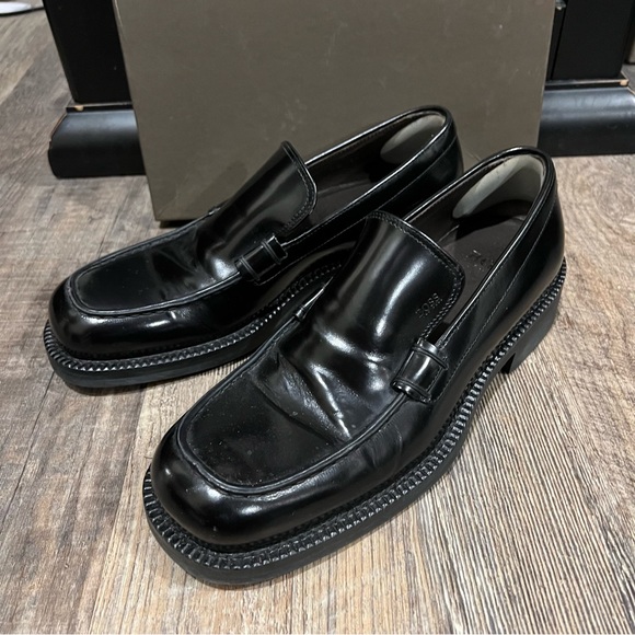 BOSS - Hugo Boss Men’s black leather loafers - Size:7.5 - Picture 2 of 7